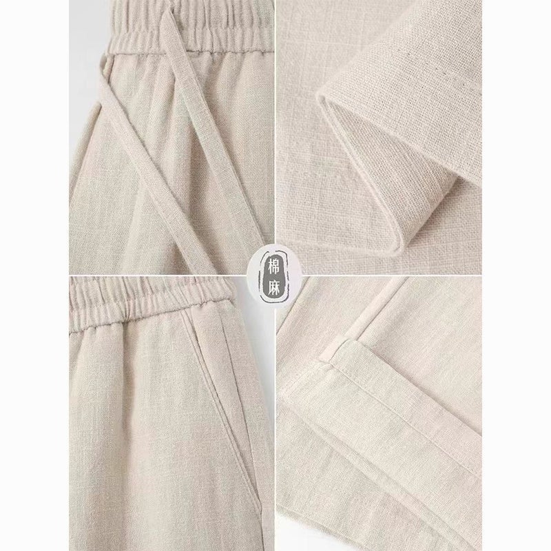 High-End Quality! Linen Pants Men'S Summer Thin Loose Straight Pants Cotton And Linen Pants Men'S Casual Ramie Pants - Image 5